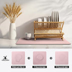 Ecotrim - Dish Drying Mat for Kitchen Counter | Coffee Bar Mat for Countertops | Heat Resistant Drainer Mat with Non-slip Rubber Backed | Hide Stain Kitchen Absorbent Draining Mat | Pink 18"x28"