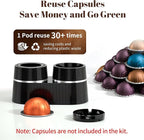 Reusable Coffee Pods Kit Compatible for Nespresso Vertuoline Pods, Refill Dual Pods Kit with Upgrade Lid Opener, 52 Pcs Aluminum Foil Seals Lids for Nespresso VertuoPlus Espresso Machine(No pods)