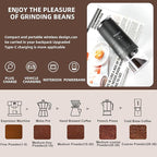 Mongdio Portable Electric Burr Coffee Grinder with 38 Adjustable Settings, Conical Burr Coffee Grinder with LED Display, USB Charging, Ceramic Core, for Home, Space Black