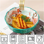 Ceramic Baking Pan, Forest Animals Pattern Tableware With Handle Salad Bowl Au Gratin Dish(Rabbit A rectangular)