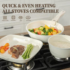 Ceramic Cookware Set Non Stick 23Pcs Pots and Pans Set Non Toxic with Detachable Handle Induction Kitchen Cookware Set Space Saving, Oven & Dishwasher Safe, Cream