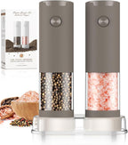 Electric Salt and Pepper Grinder Set Automatic Adjustable Coarseness Pepper Grinder Shakers Set Kitchen Products White Elephant Gift Anniversary Christmas Ideas Gifts for Men