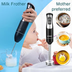 Immersion Blender Handheld, Hand Blender with 500ml Food Chopper, 600ml Container, Milk Frother, Egg Whisk, Puree Infant Food, Smoothies, Sauces and Soups – Black