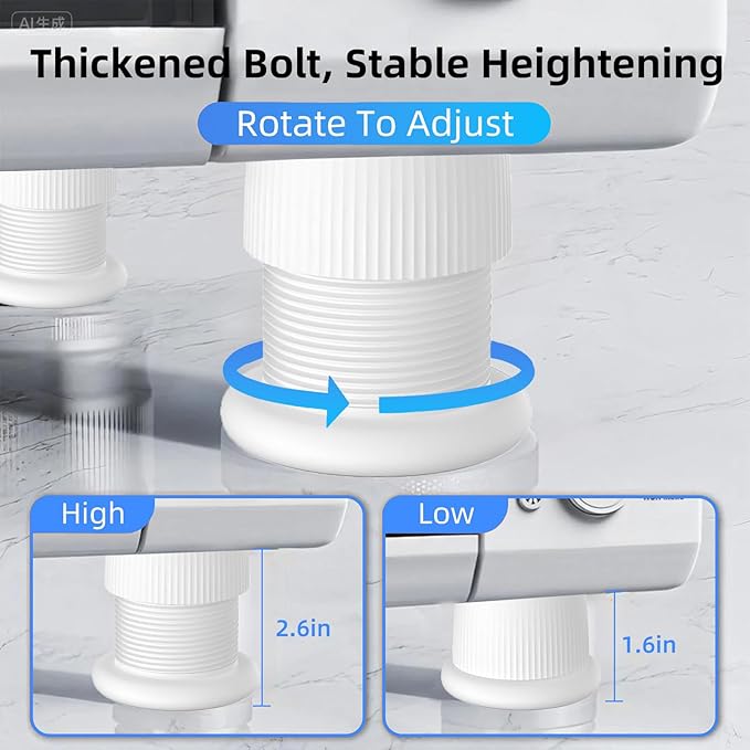 Microwave Risers - Adjustable Height (1.6in-2.6in) Microwave Oven Feet, 4-Pack Non-Slip Microwave Cooling Stand for Small Appliances (Microwave, Air Fryer) & Furniture (Sofa, Table) White