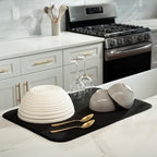 S&T INC. Dish Drying Mat XL, 18” x 24”, Absorbent Microfiber Kitchen Counter Mat, Dish Drying Pad for Dishes, Utensils, Pots and Pans, Extra Large, Black