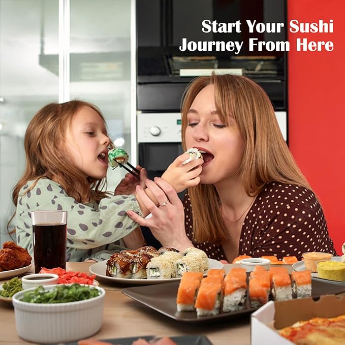 SmileTools Sushi Making Kit, Sushi Roller, Sushi Bazooka, Sushi Maker, Bamboo Sushi Rolling Mat For Beginners (Green)