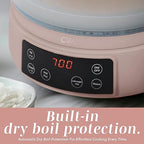 COOK WITH COLOR 3L Glass Mini Low Carb Rice Cooker – Holds 2 Cups Raw/Makes 6 Cups Cooked with Auto Lift Filter Basket, Hotpot & Steamer for Rice, Grains, Digital Panel with Keep Warm, Dusty Rose