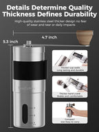 Manual Coffee Grinder,Ceramic Burr,20g Capacity,Adjustable Grind Setting,Portable Size for Camping,304 Stainless Steel