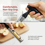 2 Pack Apple Corer Tool, Stainless Steel Apple Core Remover with Serrated Coring Head, Easy Push Core Release, Comfort Non-Slip Handle for Apples, Pears, Bell Peppers