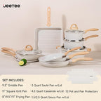 JEETEE 23pcs Pots and Pans Set Non Stick, White Cookware Sets for Kitchen, w/Frying Pans, Saucepans, Sauté & Griddle & Crepe Pan, Induction Cooking Pots (PFOA/PFAS Free)