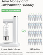 Sparkling Water Maker, Soda Streaming Machine with 1L BPA-Free Carbonation Bottle, Makes Home Fizzy Drinks, Seltzer Carbonated Water Maker, Compatible with Standard 60L CO2 Carbonators (Not Included)