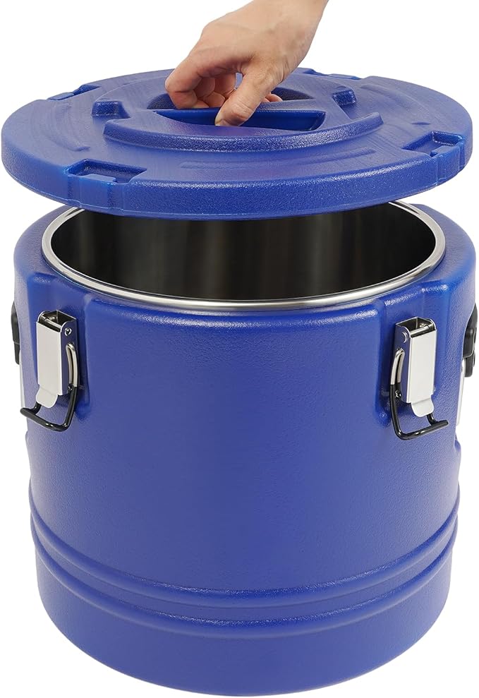 Eapmic 21.1Qt Insulated Food Container, Stainless Steel Container, 20L Commercial Soup Carrier 12 Hours Heat Preservation for Hot and Cold Food Storage Restaurant Canteen Home Lunch Use (Blue, 20L)