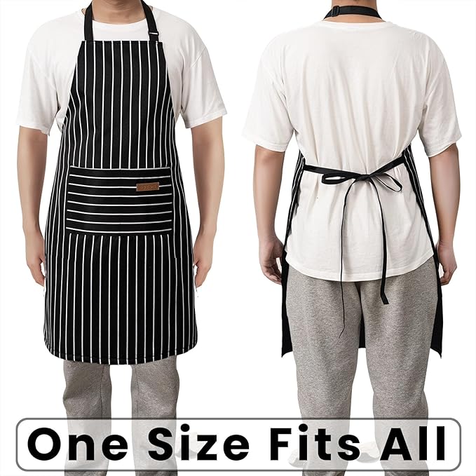 BeLuyi 2 Pack Adjustable Bib Apron with 2 Pockets Chef Cooking Kitchen Restaurant Aprons for Women Men