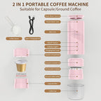 Magnavox HOME Portable Espresso Coffee Maker (Grounds or Pods) with Fast Brew Technology & Single Touch Control, Ideal for Offices or Travel
