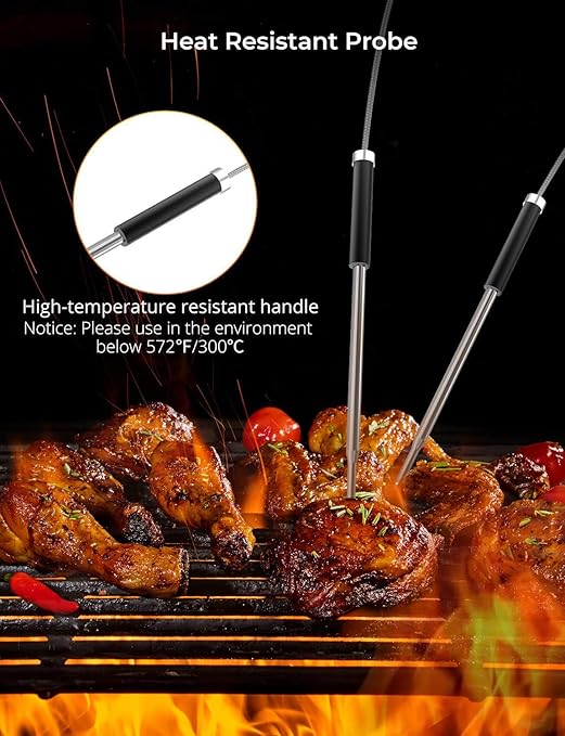 Govee Bluetooth Meat Thermometer, Wireless Meat Thermometer for Smoker Oven, Digital Grill Thermometer with 2 Probes, Timer Mode, Smart LCD Backlight BBQ Thermometer for Cooking Turkey Fish Beef
