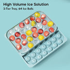 Ice Cube Trays with Lid and Bin, 0.8 IN Small Round Ice Cube Mold - Easy Release Stackable Ice Ball Maker for Cocktail,Whiskey and Drinks, BPA-Free(0.8in/64 balls&box)