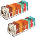Tasybox Tea Bag Organizer, Clear Acrylic Tea Bag Holder, Tea Packet Storage for Drawer, Pantry, Kitchen, Cabinet, Countertop, 2 Pack