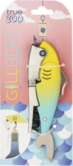 TrueZoo Gillbert Fish Double Hinged Corkscrew, Novelty Wine Key, Waiter’s Corkscrew Bottle Opener