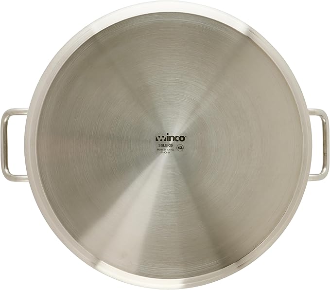 Winco Commercial-Grade Stainless Steel Brazier with Lid, 20 Quart