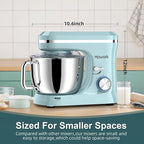 Stand Mixer Electric, 10+p Speeds With 6.5QT Stainless Steel Bowl,Dough Hook, Wire Whip & Beater,for Most Home Cooks(Blue)