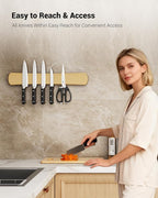 Swaitee Magnetic Knife Holder for Wall, 18 Inch Large Bamboo Knife Magnetic Strip, Housewarming Gifts for New Home, Kitchen Wall Storage Space Savers, Farmhouse Kitchen Utensil Organizer Essentials