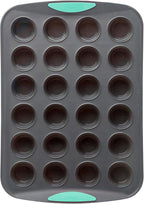 Trudeau 24-Cup Silicone Muffin Pan – Hybrid Non-Stick Bakeware with Steel Frame, Flexible Silicone with Hard Lining to Hold Shape, BPA-Free, Dishwasher Safe, Heat Safe to 428°F, Grey/Mint