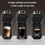 KOTLIE EM-308B Espresso Machine, Single Serve Coffee Maker Compatible with Multiple Capsule Types, Ground Coffee, and ESE Pods, 3 Temperatures, 7 Water Volume Levels, 34 Oz (Black)