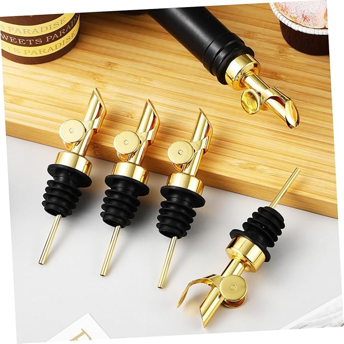 2 PCS Gold Olive Oil Dispenser Spouts: Stainless Steel Liquor Pourers for Kitchen Bar - Wine Bottle Pourer for Home Bartenders (4.9x1.18 Inch)