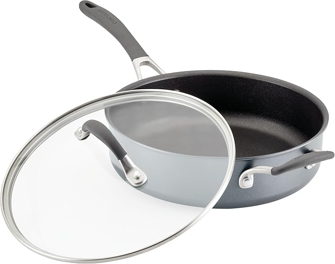 Circulon A1 Series with ScratchDefense Nonstick Induction Cookware, Large Saute Pan with Lid, Nonstick Pan, 5-Quart, Graphite