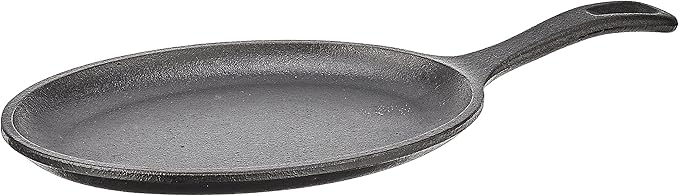 Lodge 10 x 7.5 Inch Cast Iron Oval Serving Griddle - Cast Iron Fajita Pan with Signature Teardrop Handle - Fajita Skillet for Use in the Oven, on the Stove, or on the Grill or Over a Campfire - Black