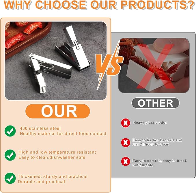 Crawfish Peeler Tool, Portable Stainless Steel Crawfish Tail Remover Tool, Crawfish Accessories for Easy Shelling, Fast Sheller Tool for Clean Hands, Best Kitchen Gadget for Seafood Lovers (3)