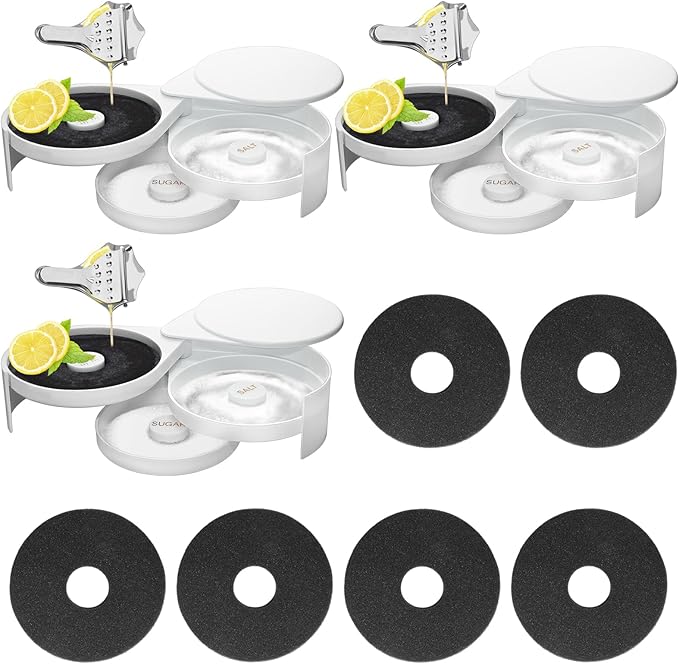 1Pc White 3 Tier Bar Glass Rimmer with Sponge for Cocktails and Margarita Mixing,Salt and Sugar Container,Seasoning Box,Bartender Tool for Bar,Pub Party and Reception (1)