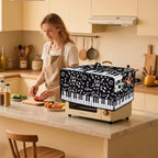 Piano Musical Notes Print Toaster Oven Dust-proof Cover, Heat-resistant Anti Fingerprint Microwave Oven Dust Cover, Kitchen Counter Accessory (Small-14.5 * 18.46 * 9 inches)