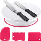 Kootek Cake Decorating Kit Baking Supplies Set Cake Turntable with 2 Frosting Straight Angled Spatula 3 Icing Smoother Scrapers Baking Accessories Tools for Beginners and Pros, Mother's Day, Pink
