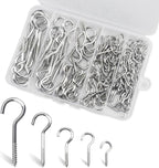 125 Pcs Ceiling Hooks for Hanging Plants - 5 Sizes Metal Screw Hooks Heavy Duty,DIY Hanging Hooks Decors for Christmas String Lights Cup Wind Chime,Bird Feeders Indoor&Outdoor (Silvery, 125PCS)