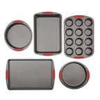 GoodCook 5-Piece Mega Grip Nonstick Bakeware Set – Cookie Sheet Pan, 2 9” Round Cake Pans, 13” x 9” Bake & Roast Pan, 12-Cup Muffin Pan - Baking Supplies, Baking Pans Set