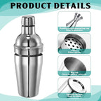 Umigy Cocktail Shaker Set Martini Shaker Bulk Stainless Steel Martini Mixer with Strainer and Double Measuring Jigger for Bar Party Home Use Wine Bar(18 Oz/ 550 ml,4 Packs)
