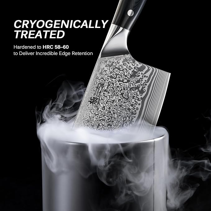 KYOKU Vegetable Cleaver Knife - 7" - Shogun Series - Japanese Style VG10 Steel Core Forged Damascus Blade - with Sheath & Case