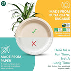 ECO SOUL 100% Compostable 10 Inch Paper Plates 200 [2x100 Pc] Disposable Party Plates I Heavy Duty Eco-Friendly Sturdy Dinner, Wedding, Event Plates I Biodegradable Unbleached Sugarcane Eco Plates
