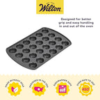 Wilton Gold Non-Stick Bakeware Mini Muffin Pan - Baking Pan for Mini Cupcakes & Muffins - Made Without PFAS - Even Heat Distribution & Scratch Resistant - 16 x 10 x 1 Inch, 24 Cups