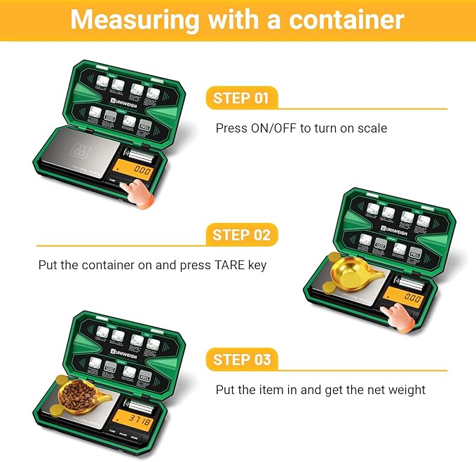 UNIWEIGH Digital Pocket Scale Precision 200g/0.01g, Digital Scale Grams Ounces, Mini Jewelry Scale, Coins Scale with 50g Cal Weights for Gold/Silver/Gems/Food,(Battery Included)-Green