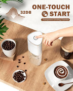 Portable Electric Coffee Grinder, Ergonomic Palm-Fitting Design for Comfortable Grip, USB Type-C Wireless Charging Adjustable Grind Settings for Coffee Beans/Grains(White)