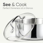 CAROTE 1.5Qt Stainless Steel Saucepan, Non-Toxic 3-Ply Stainless Steel Cookware Set with Lids, Small Kitchen Pots, Oven Safe, Compatible with Induction, Ceramic, Gas