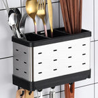 Wall Mount Utensil Holder, Stainless Steel Hanging Utensil Drying Rack Silverware Cutlery Organizer for Spoons, Forks, Chopsticks