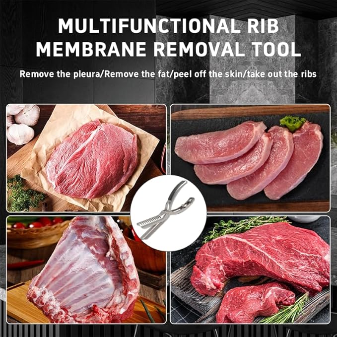 Stainless Steel Rib Membrane Removal Tool - BBQ Rib Skinner with Arc Clamp & Non-Slip Grip for Easy Membrane Removal,Kitchen Gadget for Barbecue Enthusiasts & Chefs