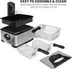 Kenmore Electric Deep Fryer - Grease & Odor Filtration, Simple Temperature Control, Eléctrica Freidoras For Home Use, 3 Baskets For Frying French Fries, Chicken Wing, 4 Liter Capacity Stainless Steel