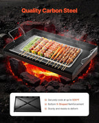 VEVOR Carbon Steel Griddle, 24x16 inch Universal Flat Top Rectangular Plate, Gas Grill Griddle for BBQ Grill, Teppanyaki, Portable Family Cookware with Handle, for Camping Tailgating Party