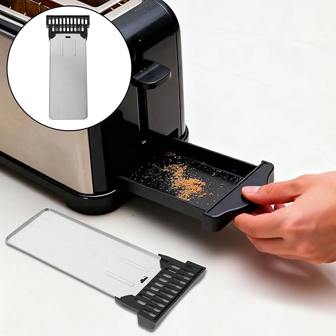Garneck Heat-resistant Metal Crumb Tray Replacement with Plastic Handle for Bread Maker and Toaster Oven Removable Fit Crumb Collector for Easy Cleaning and Kitchen Use