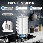 5-Tier Stainless Steel Steamer, 28cm Stackable Steamer with Clear Visible Lid, Large Capacity Cookware Steaming Pots for Bread, Dumplings, Vegetables