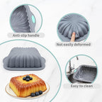 To encounter 44 Pieces Silicone Square Cake Pans Set, 3 Sizes Silicone Fluted Cake Pan with Reusable Baking Cups, Food Grade Baking Molds for Brownie, Bread, Muffin, Light Grey